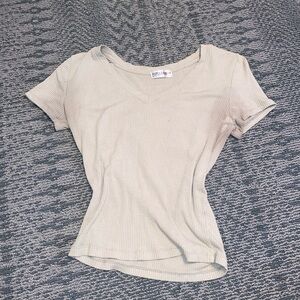 Women's Cream V-Neck Top